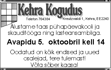 Algab pühapäevakool