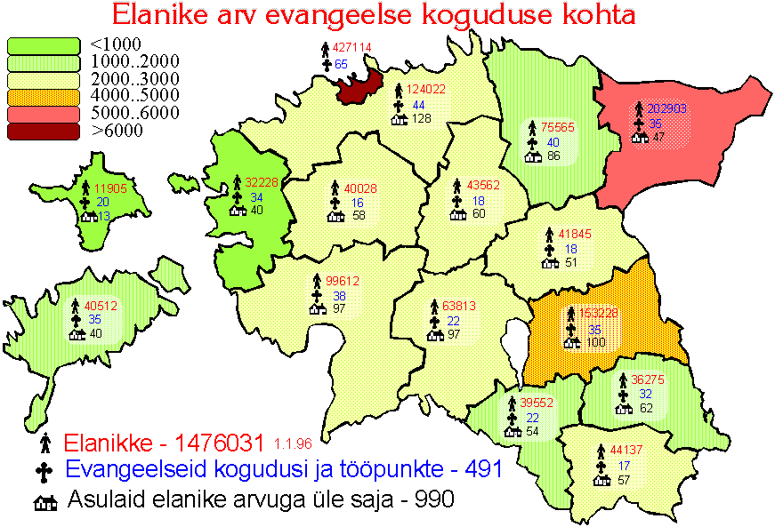 Kaart-graafik koguduste tihedusest